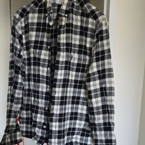 H&M Black and White Plaid Button-Up Shirt